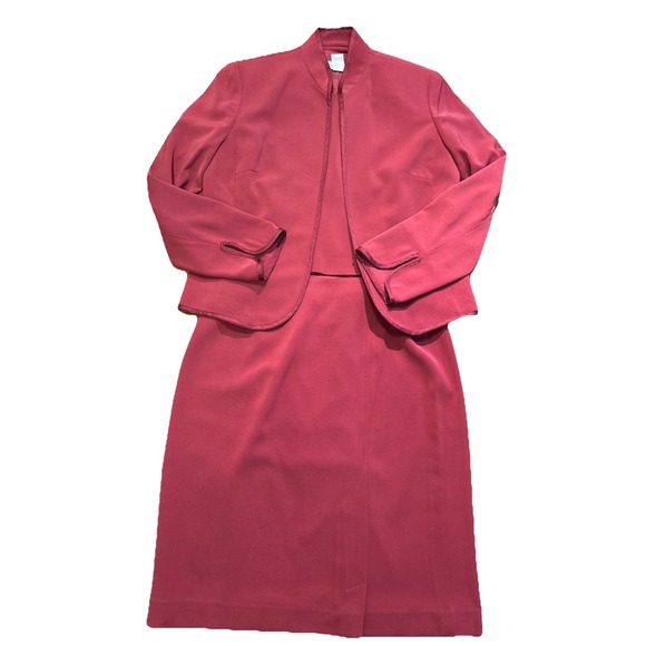 Jones New York Pants - Burgundy 3pc Jones New‎ York Career Special Occasion Suit Piped Satin Edge 12